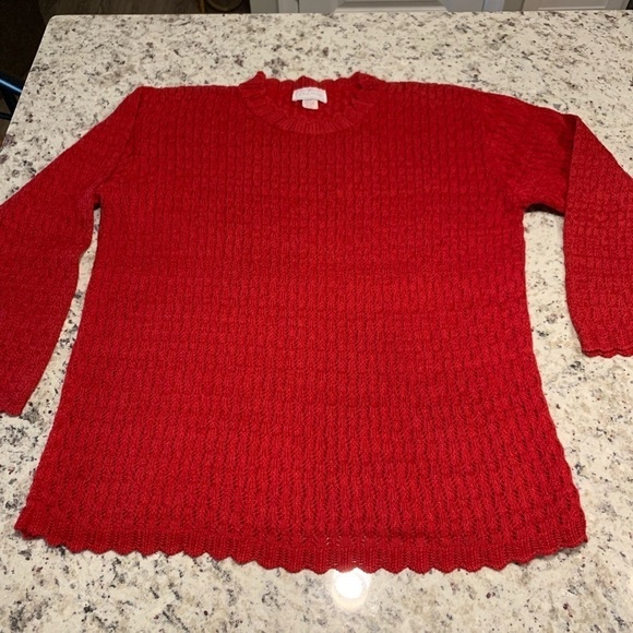 Red Doncaster sweater open knit size medium very pretty excellent condition - Picture 1 of 11